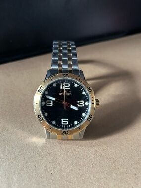 Invicta Two-Tone Gold and Silver Bracelet Watch with Black Dial